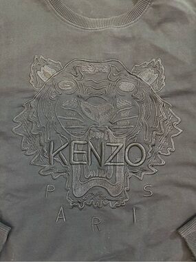 KENZO Black Tonal Embroidered Tiger Crewneck Sweater